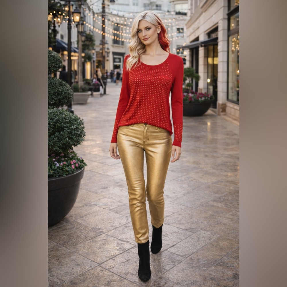 MICHAEL KORS - Red Shirt w/ Gold Studs - (S) ~ NWT